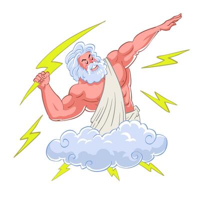 Greek God of Zeus in Retro Style Illustration