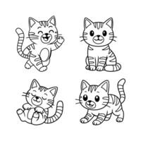 line art cat illustration, for coloring book vector
