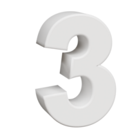 3D render neoblock alphabet number 3 png
