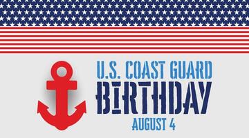 Coast Guard Birthday Card with Red Anchor and Blue Stripes vector