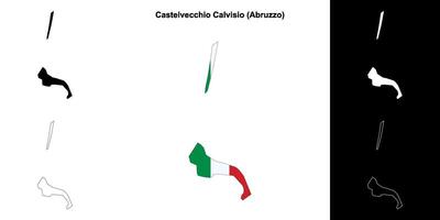 Castelvecchio Calvisio, Abruzzo outline map set vector