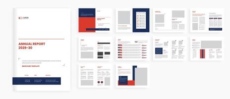 Red Annual report brochure design template vector
