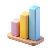 3d colorful bar graph chart isolated on transparent background png