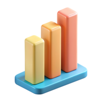 Vibrant 3D growth chart icon Upward trend colorful bars rising arrow success progress business on transparent background png