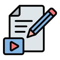 Content icon flat line style illustration representing digital media and information creation, suitable for marketing, publishing, and online platform-related projects vector