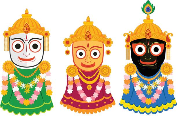 Lord Jagannath, Subhadra, Lord Balabhadra illustration of the three Hindu god