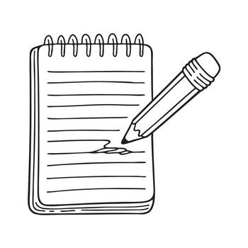 un línea en lápiz medio remoto en un sábana de cuaderno vector