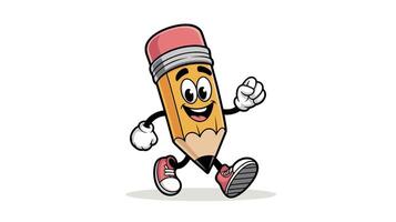 A Funny cartoon pencil character walking with a happy expression vector