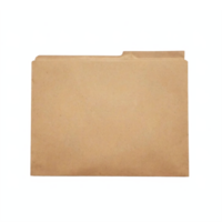 Brown Paper Folder with Tab on Transparent Background Clipping Path Office Organizer png