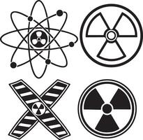 Nuclear symbols silhouette icon set vector