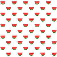 Seamless pattern with red watermelon slices on white background.Summer or fruit.Surface for textile.Decoration ornament for fabric or cloth.Modern backdrop.Cute wrapping paper. vector