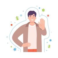 Young Male with Invisible Barrier for Pathogen and Germs Illustration vector
