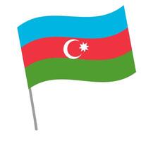 Azerbaijan national flag flutters with flagpole vector