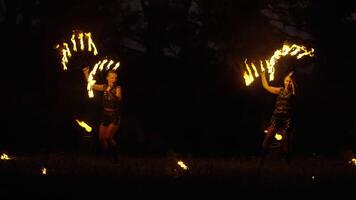 Gorgeous Fire Show, Female Circus Performers Doing Tricks With Fire And Dancing, Fire Performance video