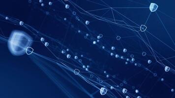 Motion graphic of Blue security icon network connection abstract background concept seamless loop video