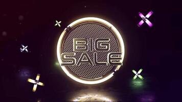 Big Sale, Glowing Neon Light Effect Animation, 2D Sale Promotion , 4K Resolution video