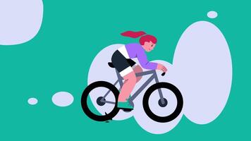 Woman Riding a Bicycle, 2D Animation, Character Animation, 4K Resolution, Smooth Motion Graphics, Cycling Girl Animation video