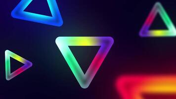 Colorful Neon Triangle Background, Dark Background, 2D Animation, Glowing Neon Triangles, Motion Background, 4K Resolution video