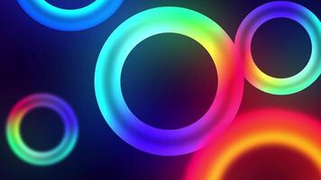 Colorful Neon Circle Background Animation, Motion Background, 2D Animation, Vibrant Neon Circles, Glowing Loop, 4K Resolution video