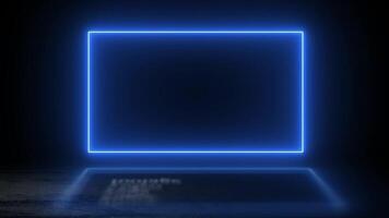 Blue Neon Square Animation, 2D Neon Light Effect, 4K Dark Background Loop, Motion Graphics, Visual Effects video