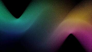 Colorful rainbow grainy noise gradient wave animation on black background, textured holographic surrealistic motion graphics video