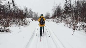A person on skis is going down a snowy path video