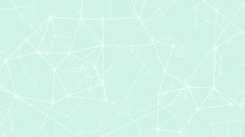 Pastel green evolving plexus connection web or network animation, white lines geometric 3d corporate background video