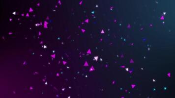 Colorful futuristic floating triangles, dark retro animation background video