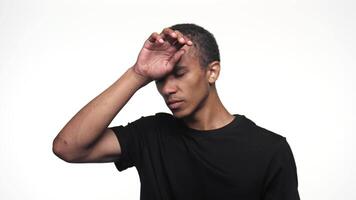 Young Man with Fever Isolated on White Background video