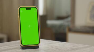 Orbiting Around Smartphone with Green Screen on Table video