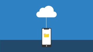 nuvem armazenamento com Smartphone nuvem armazenamento animação video