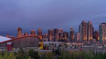 Time Lapse of Skyline of Calgary, Canada at Sunrise video