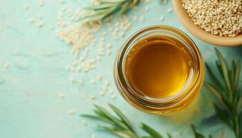 Sesame oil natural extract essence for healthy ingredient photo