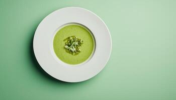 Bean soup green meal on white plate for simple food healthy lifestyle photo