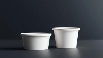 Two white blank empty compostable paper bowls for eco friendly packaging brand photo