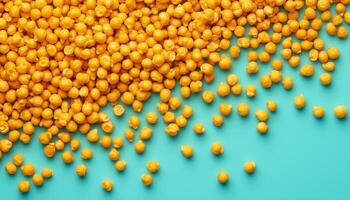 Corn fried snack salted or sweet pattern pile on blue background photo