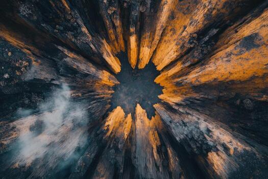 Top-Down View of a Weathered Metal Surface with Rust Layers photo