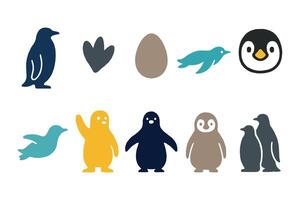 Penguin Icons Arctic Wildlife Bird Cute Antarctic Nature Graphics vector