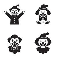 Funny clown mask set with classic circus style characters in black and white format vector