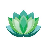 Stylized Lotus Flower in Shades of Green and Teal vector