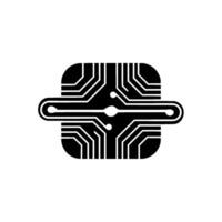 Minimalist Tech Circuit Board Symbol With Glowing Elements vector