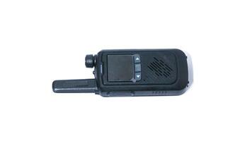 Black portable radio ht or walkie talkie in a white background photo