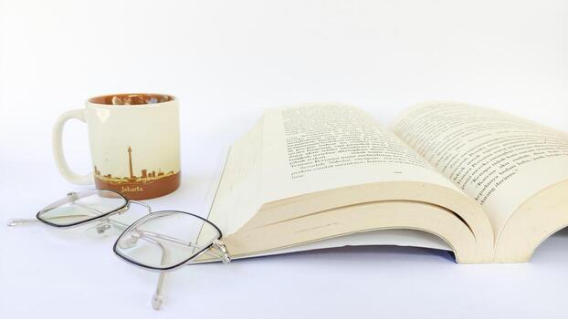stack of colorful books on white background, open book, stack of books isolated on background, education, read, study, school, library, dictionary. photo