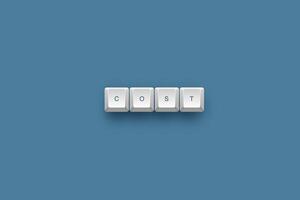 Cost text on a 3d keyboard button with shadow concept series photo