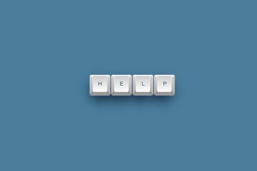 Help text on a 3d keyboard button with shadow concept series photo