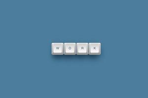 Work text on a 3d keyboard button with shadow concept series photo