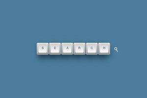 Search text on a 3d keyboard button with shadow concept series photo