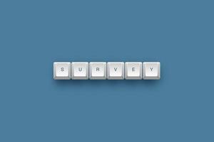 Survey text on a 3d keyboard button with shadow concept series photo