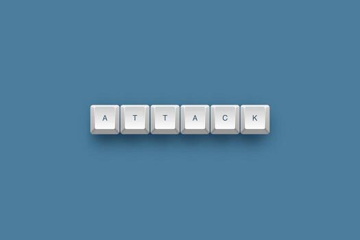 Attack text on a 3d keyboard button with shadow concept series photo