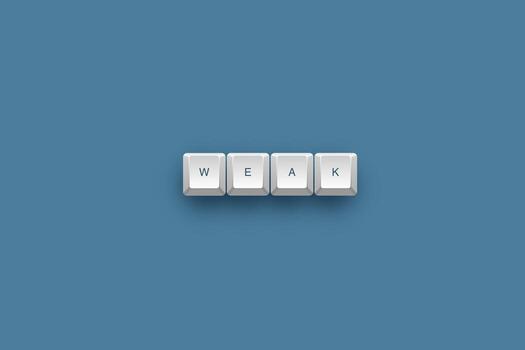 Weak text on a 3d keyboard button with shadow concept series photo